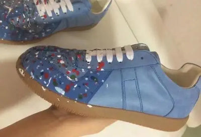 High Quality Men Fashion Black White leather paint splatter Low Top Casual Shoes Unisex Luxury Brand Spring Autumn Flat Shoes