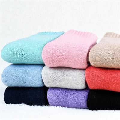 3 pairs 2025 winter new Thick wool socks women's winter tube terry socks solid color ladies super thick warm snow socks