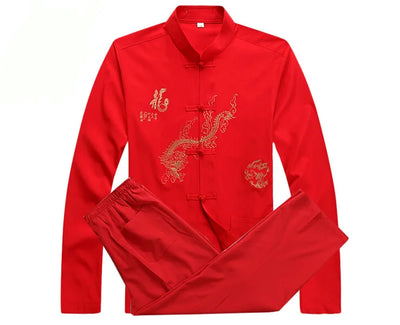 Chinese Men Cotton Kung Fu Suit Embroidery  Wu Shu Uniform Tai Chi Clothing Short Sleeve Shirt+Pant M L XL XXL XXXL MS013