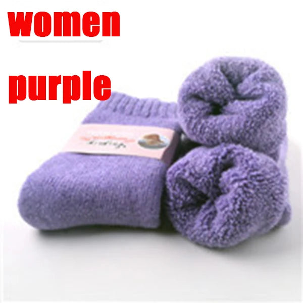 3 pairs 2025 winter new Thick wool socks women's winter tube terry socks solid color ladies super thick warm snow socks
