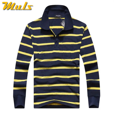Cotton Polos Men Long Sleeve Mens Polo Shirt Spring Autumn Striped Male Polo Dress Classic Business 2018 Father Gift Drop Ship