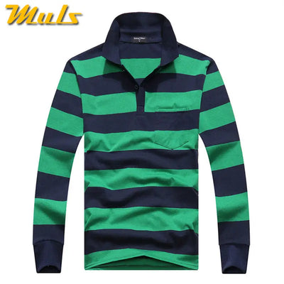 Cotton Polos Men Long Sleeve Mens Polo Shirt Spring Autumn Striped Male Polo Dress Classic Business 2018 Father Gift Drop Ship