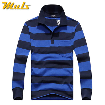 Cotton Polos Men Long Sleeve Mens Polo Shirt Spring Autumn Striped Male Polo Dress Classic Business 2018 Father Gift Drop Ship