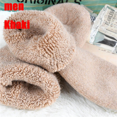 3 pairs 2025 winter new Thick wool socks women's winter tube terry socks solid color ladies super thick warm snow socks