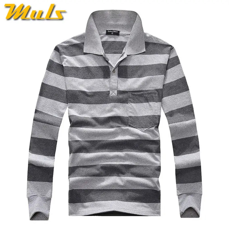 Cotton Polos Men Long Sleeve Mens Polo Shirt Spring Autumn Striped Male Polo Dress Classic Business 2018 Father Gift Drop Ship