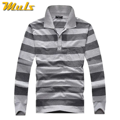 Cotton Polos Men Long Sleeve Mens Polo Shirt Spring Autumn Striped Male Polo Dress Classic Business 2018 Father Gift Drop Ship