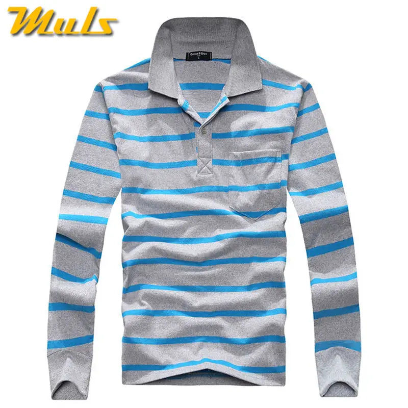 Cotton Polos Men Long Sleeve Mens Polo Shirt Spring Autumn Striped Male Polo Dress Classic Business 2018 Father Gift Drop Ship