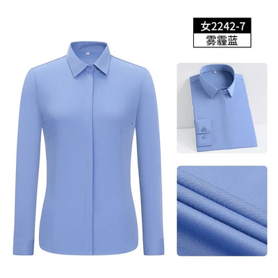 pink2 2526 Men's elastic and comfortable shirt Korean version business professional dress interview white shirt K78D8-01-25