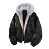 2025 Winter Fashion Eco-Friendly Faux Fur Coat for  Loose Dyed Reversible Suede Padded Wholesale Flight Jacket Style