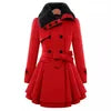 2025 Women's Popular Double-Breasted Woolen Trench Coat European Size Thin Casual Outerwear for Winter with Fur Decoration