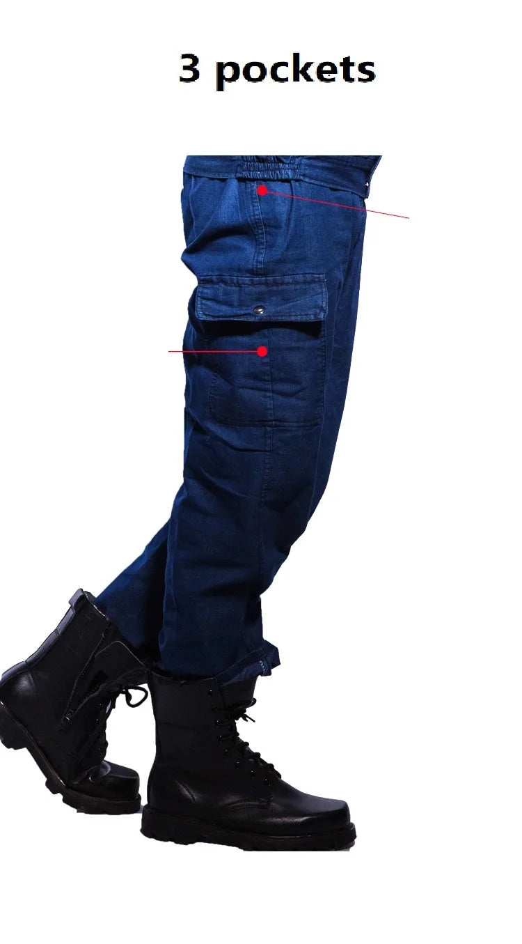 Work Clothing Jeans Trousers Cargo Thick Pants Flame Retardant Anti-scalding Welding Suit Repair Multi Pocket Durable Trousers