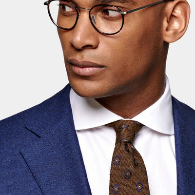 Medium Blue S120 Wool Business Casual Men's Slim Two Single-breasted Suit