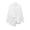 KAR&OT ZA 2025 Women's Spring New Poplin Shirt Single-Breasted Knot Lace-up Button Irregular Slim Fit Top 9479306 Summer