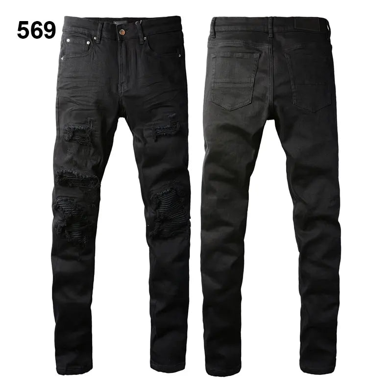Factory Direct Skate Culture Stretch Denim Hand Distressed Abraded Reveal Intricate Crystal Embellishment Patch Skinny-Fit Jeans