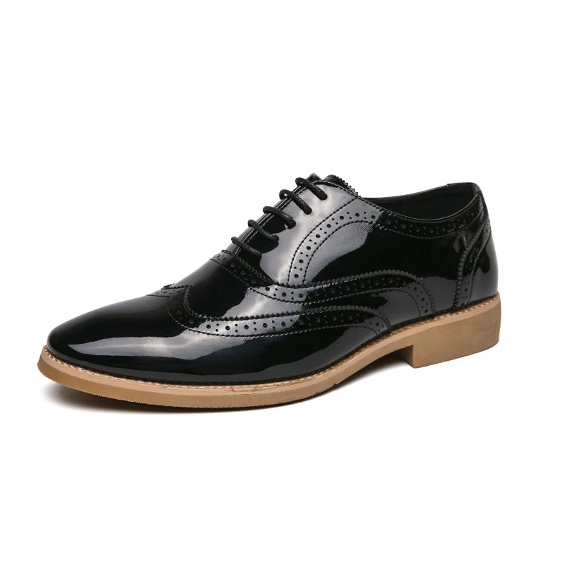 2025 Dropshipping Fashion Brogues Male Formal Shoes Durable Lace-up Pointed High Quality Spring Dress Shoes