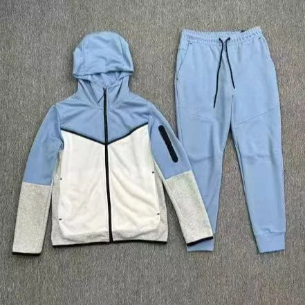 Men's New Spring and Autumn Sports Leisure Clothing Set Hooded Zipper Jacket With Small Leg Pants Loose Fit for Adults
