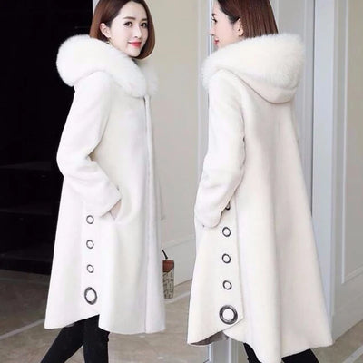 Granular Sheep Shearing Coat Women's Mid-Length 2025 Winter New Fox Fur Hooded All-In-One Faux Fur Clothing Jacket L33