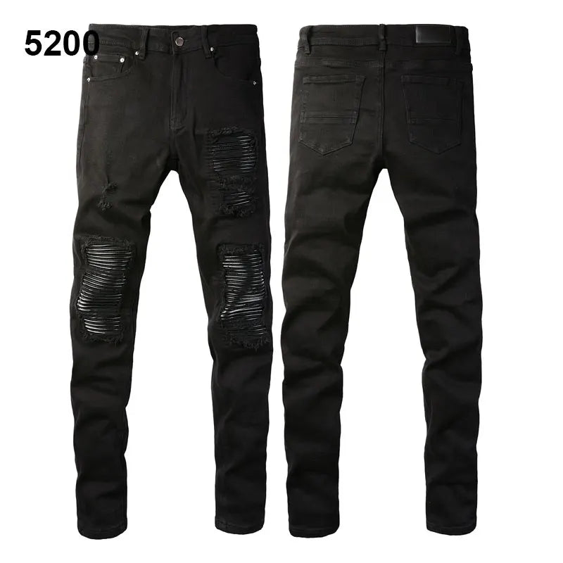 Factory Direct Skate Culture Stretch Denim Hand Distressed Abraded Reveal Intricate Crystal Embellishment Patch Skinny-Fit Jeans