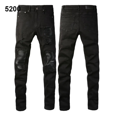 Factory Direct Skate Culture Stretch Denim Hand Distressed Abraded Reveal Intricate Crystal Embellishment Patch Skinny-Fit Jeans