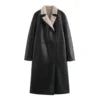KP&ZA Luxurious Women's Full-Length Leather Coat with Breathable Elegant Winter Casual Wear Ultimate Warmth