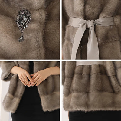 Mink Fur Vest Winter Women Long Real Fur Vest Femme Warm Natural Mink Vest Plus Size 2024 New Arrival Clothes Mandarin Collar