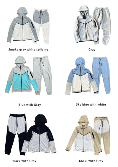 Men's New Spring and Autumn Sports Leisure Clothing Set Hooded Zipper Jacket With Small Leg Pants Loose Fit for Adults