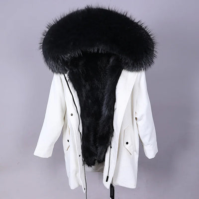 MAOMAOKONG 2022 Winter Parkas With Natural Real Raccoon Fur Collar Women Fur Coat CorduroyWarm Long Jacket Female Clothing