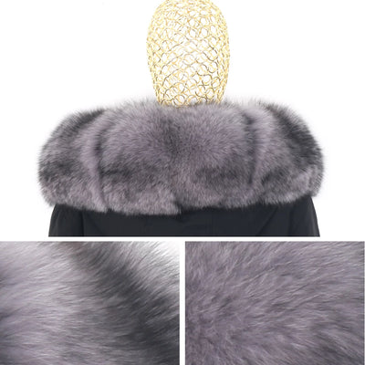 2024 New Winter Jacket Women X-Long Parka Waterproof Big Natural Raccoon Fur Collar Hood Real Fur Coat Thick Warm Real Fox Fur
