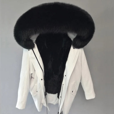 MAOMAOKONG 2022 Winter Parkas With Natural Real Raccoon Fur Collar Women Fur Coat CorduroyWarm Long Jacket Female Clothing