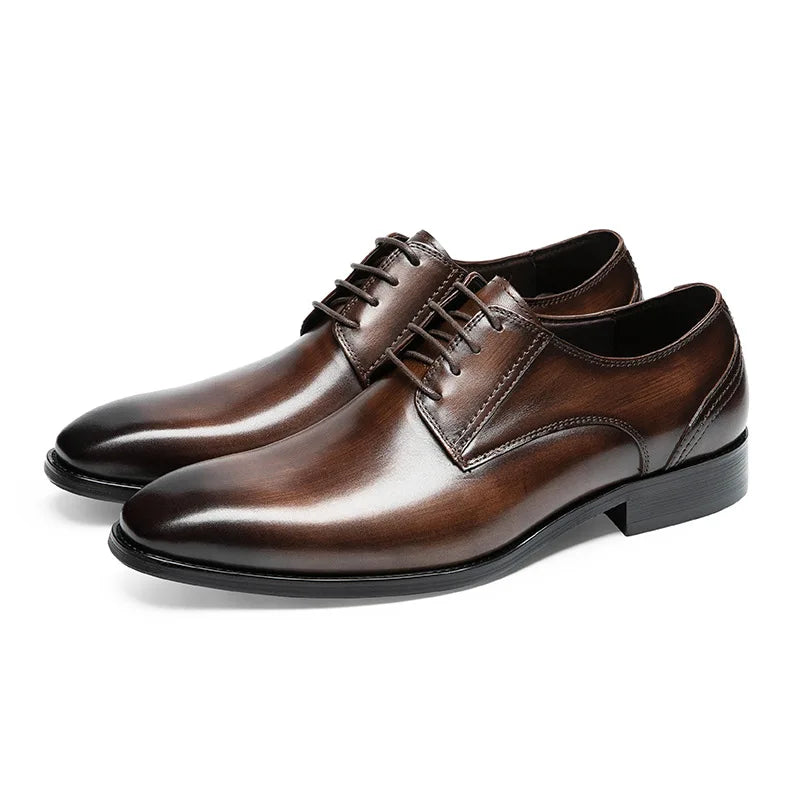 2025 Trendy Formal Shoes Men Handmade Business Wedding Shoes Men Leather Footwear Lace up Customize Men's Dress Derby Shoes