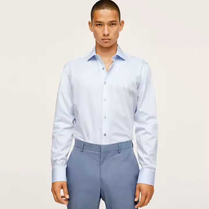 V1357-VVV-Embroidery Logo No Iron Business Mens Button Down Long Sleeve Cotton White Casual Shirts