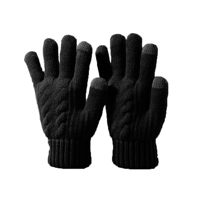 Knitted gloves winter men's double-layer fleece-lined thick warm express take-out riding gloves cold-proof touch screen cross-border