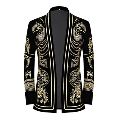 2025 European and American Heavy Full Embroidery Buttonless Blazer Men, Photography Studio Party Wedding Suit  Jackets for Men