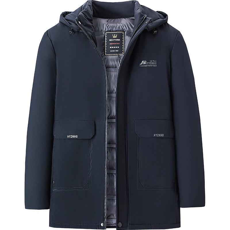 New Brand Designer Casual  Men Jacket Fashion Outwear Parkas Longline Windbreaker Coats Top Quality Winter Thicken Men Clothing