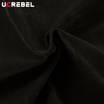 Retro Spliced Suede Jacket Mens Button Decoration Autumn Winter Retro Lapel Long Sleeve Loose Outerwear Man