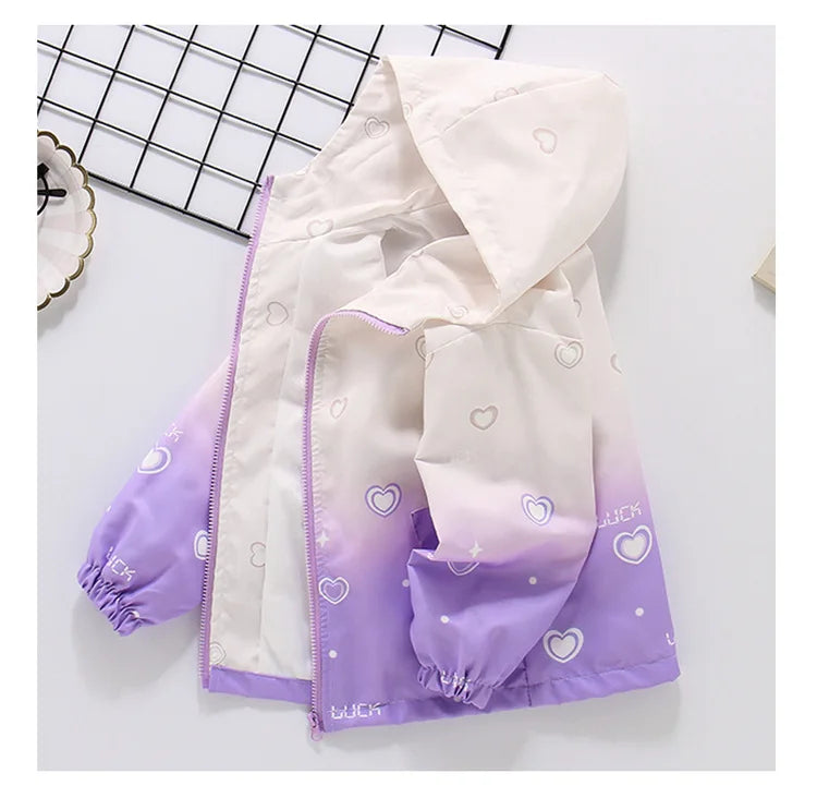 KPop Demon Hunters Girls Hood Jacket Kids Windbreak Coat Outdoor Casual Waterproof Jackets Zip Up Coat Movie Anime Outerwear