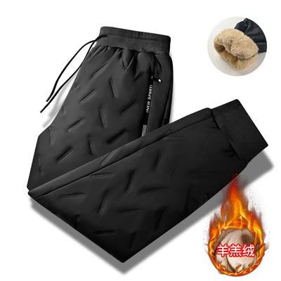 Thiened Lamb Velvet Men's Winter Outdoor Cold-resistant Warm Fce Lined Pants Large Size down Cotton Pants