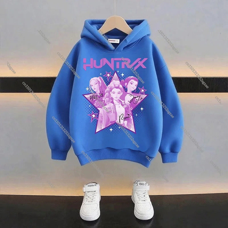 New 2025 KPop Demon Hunters Kids Hoodie: Cartoon Character Hooded Sweatshirt For Boys & Girls Casual Comfy Top