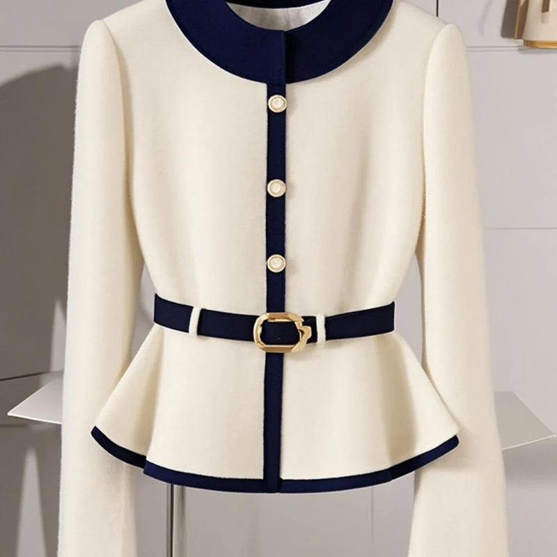 High-end Slim-fit Lazy Jacket Women's Autumn Winter 2025 New Fashion Knit Coat Top with Waistline Single-breasted Luxury Outwear