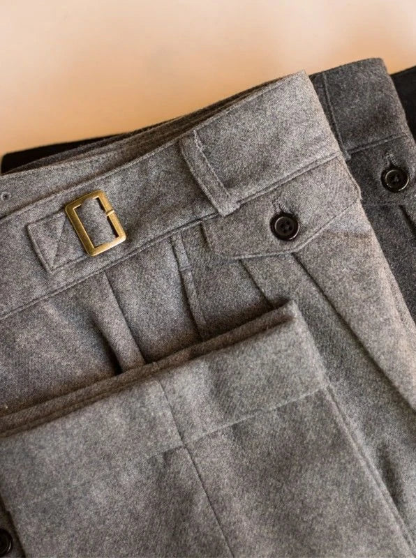 2024 Autumn Winter Men's New Loose Wool Cashmere Straight Pants Men High Waist Suit Trousers Male Solid Color Casual Pants F357