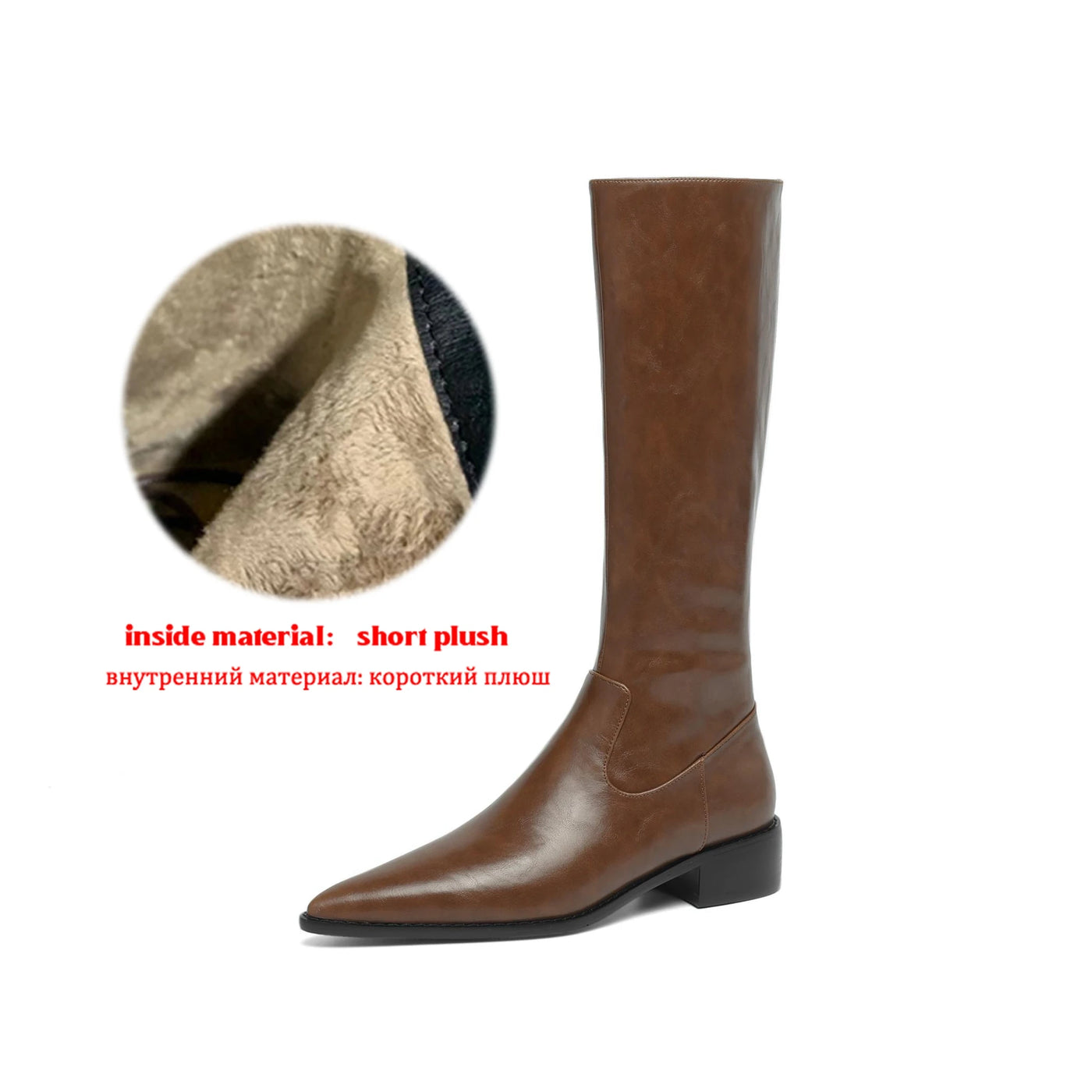 Krazing Pot Cow Skin Ins Pointed Toe Thick Heels Riding Boots British School Slip On French Romantic Model Wear Thigh High Boots