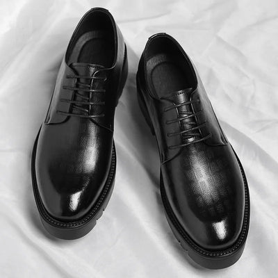 New Luxury Men's Brogues Leather Elevator Shoes Man Height Increase Insole 8cm/10cm Black Formal Business Wedding Work Men Shoes