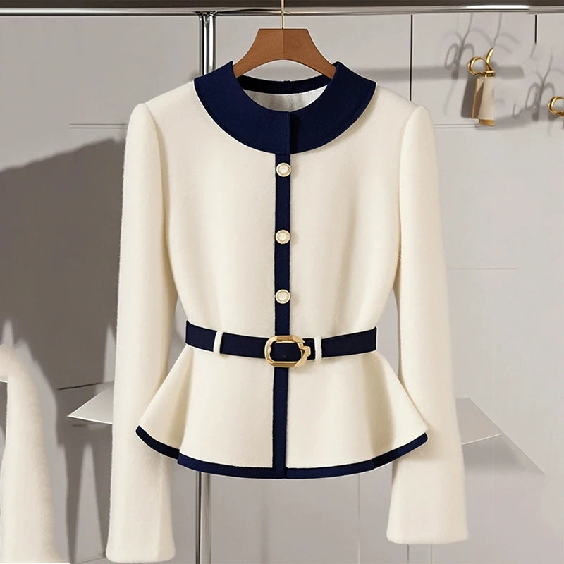 High-end Slim-fit Lazy Jacket Women's Autumn Winter 2025 New Fashion Knit Coat Top with Waistline Single-breasted Luxury Outwear
