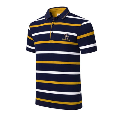 New Summer Men Classic Striped Polo Mens Cotton Short-Sleeved Embroidered Business Casual Hot Polo Shirt Male Dropshipping