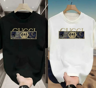 New Spring and Summer Cotton Crew Neck Top Letter Pattern Printing Trend Clothing Men's Light Luxury Short-sleeved T-shirt Women