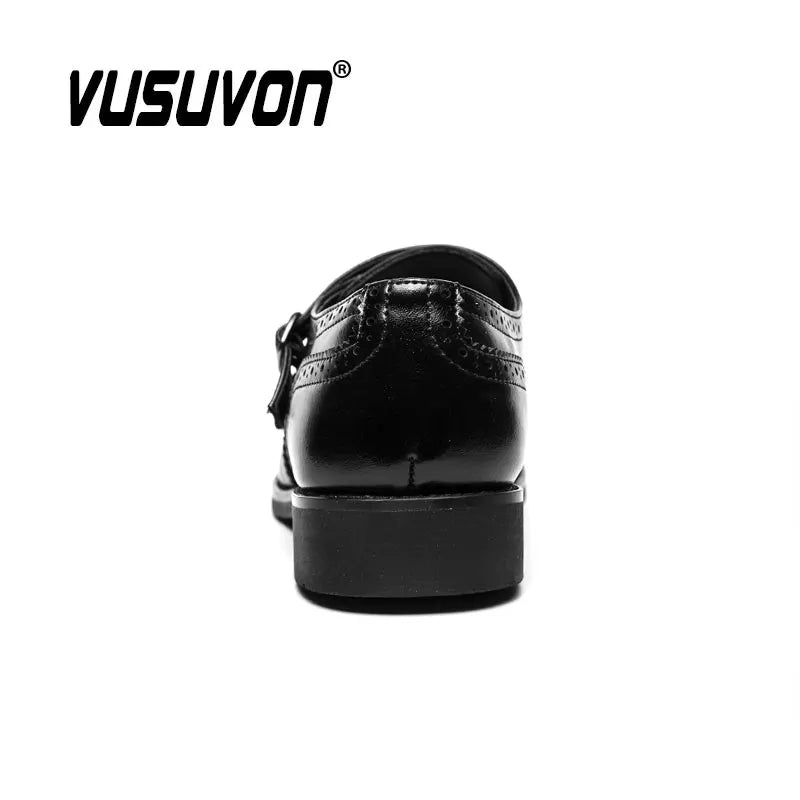Men Fashion Formal Handmade Derby Dress Cow Genuine Leather Gentleman Double Buckles Monk Shoe Pointed Black Wedding Flats 38-48