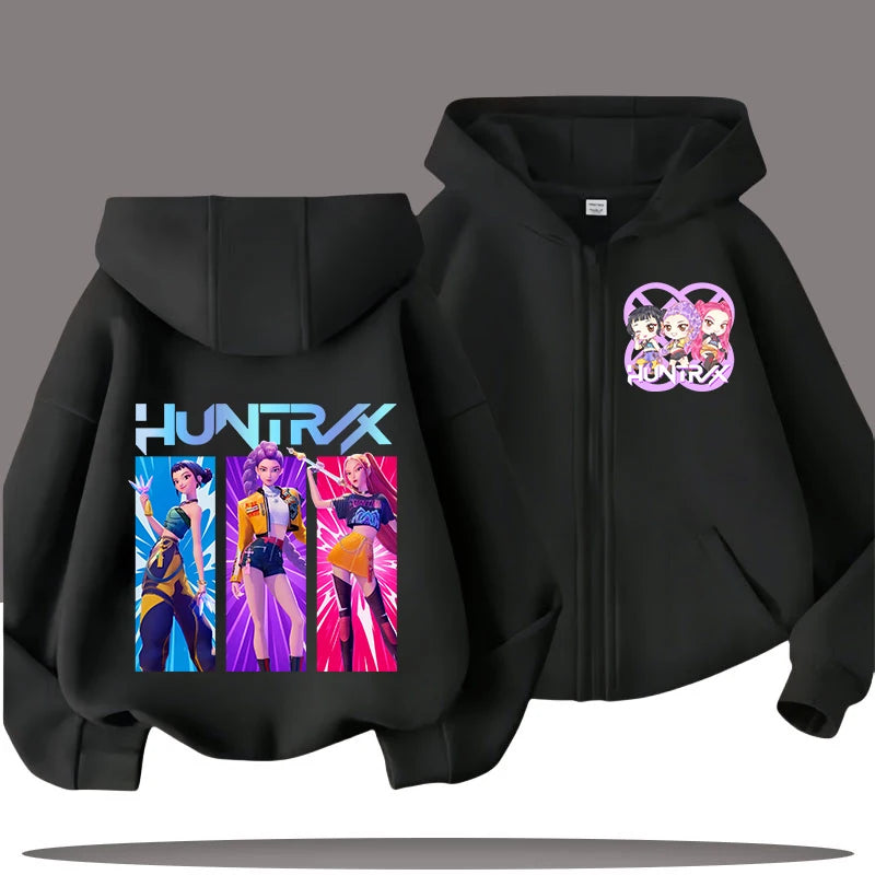 2026 Funny Zip Up Sweatshirts Kpop Demon Hunters Hoodie Children Clothes Kid Girl Boy Sweatshirt Zipper Hoody Baby Casual Top