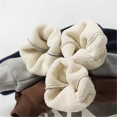 Winter Kids Thick Padded Pants Autumn 3-10Y Children Straight Fleece Warm Sports Trousers Baby Girls Boy Elastic Waist Sweatpant