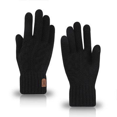 Winter Touch Screen Knitted Warm Glove Outdoor Anti Slip Cycling Driving Cold Proof Five Finger Glove Fashion Solid Glove Unisex