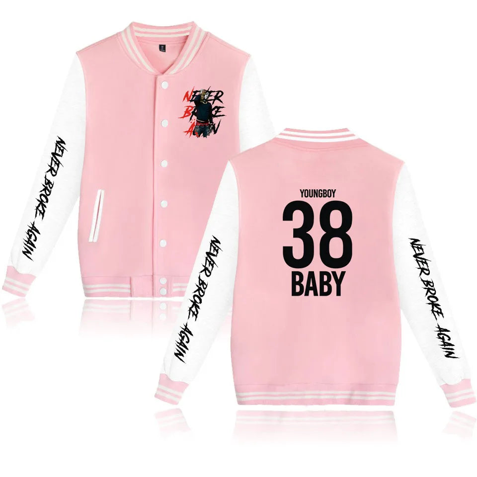 Rapper YoungBoy Never Broke Again Baseball Jacket Men's Hoodie Sweatshirt Boys Girls Harajuku Jackets Streetwear College Coats